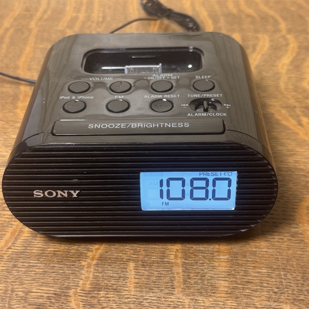 Sony ICF-C05iP iPod iPhone Dock FM Clock Radio Alarm Black Tested